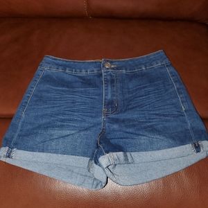 High rise denim shorts